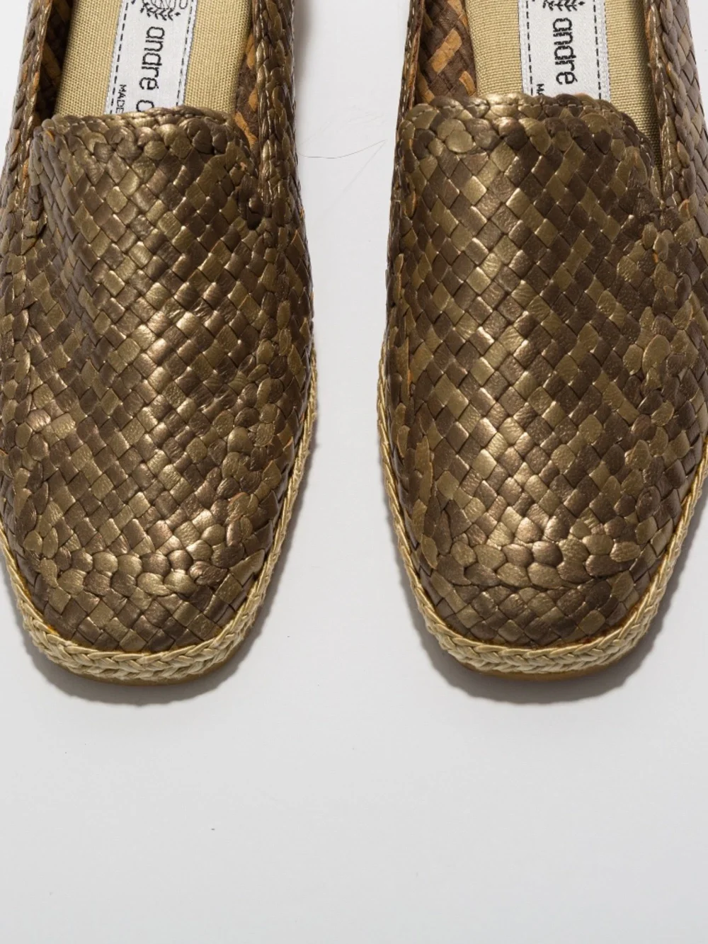 Andre Assous metallic woven espadrille wedge 8